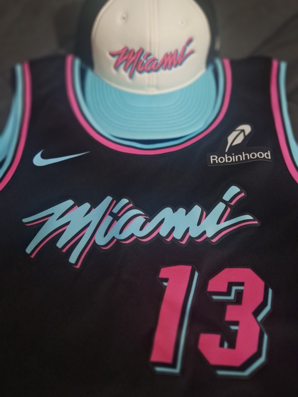 Nike Miami Heat Black City Edition Jersey with Pink & Teal Accents